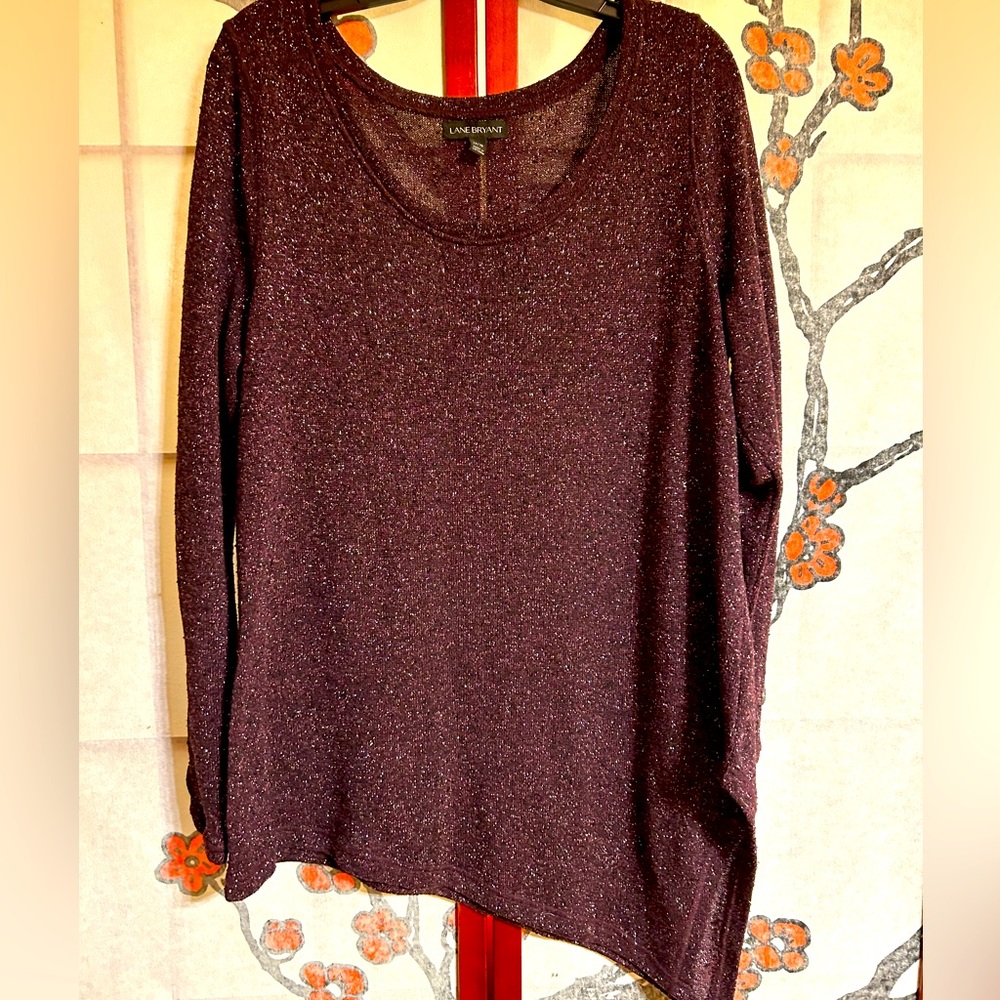 Asymmetrical Sparkly Purplish Sweater - Picture 1 of 4
